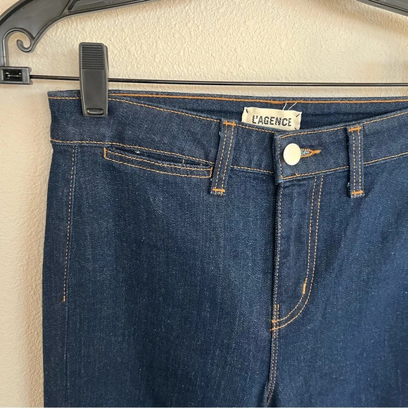 NWOT L'AGENCE Joplin 70s High-Rise Flare Jeans Rinse Dark Wash Denim Women’s 25 - Picture 6 of 12